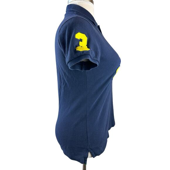Ralph Lauren Big Pony USA Rugby Polo Shirt Slim Fitted SS Navy Blue Size Large - Picture 13 of 16